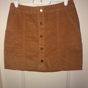 Camel Button Down Mini Skirt